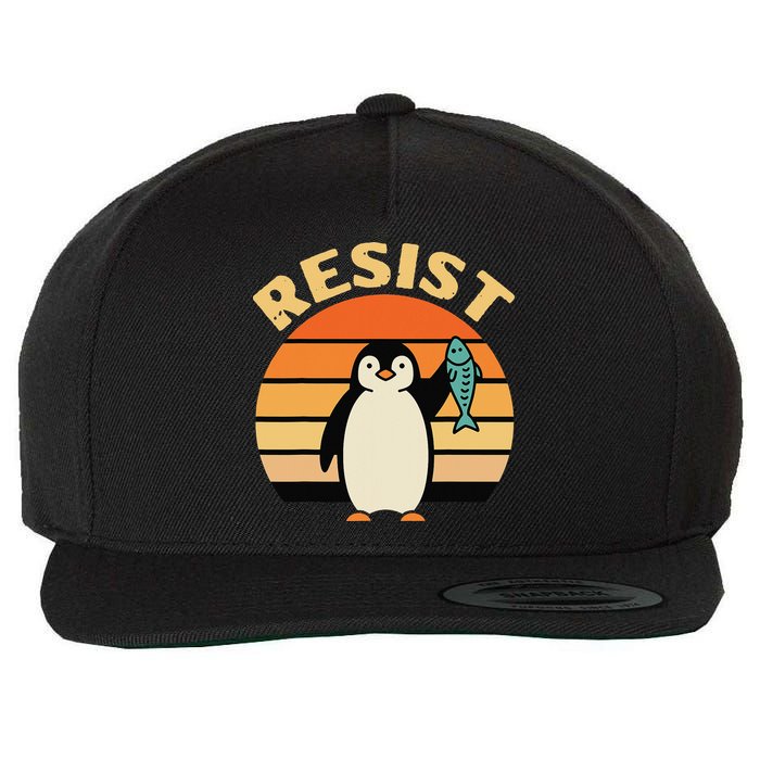 Penguin Resist Protest Chill Bold Statement Wool Snapback Cap