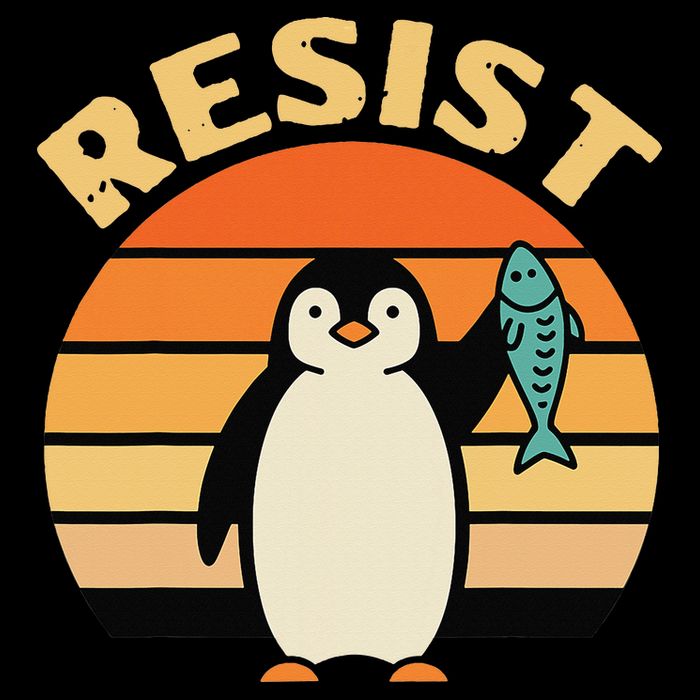 Penguin Resist Protest Chill Bold Statement Wool Snapback Cap