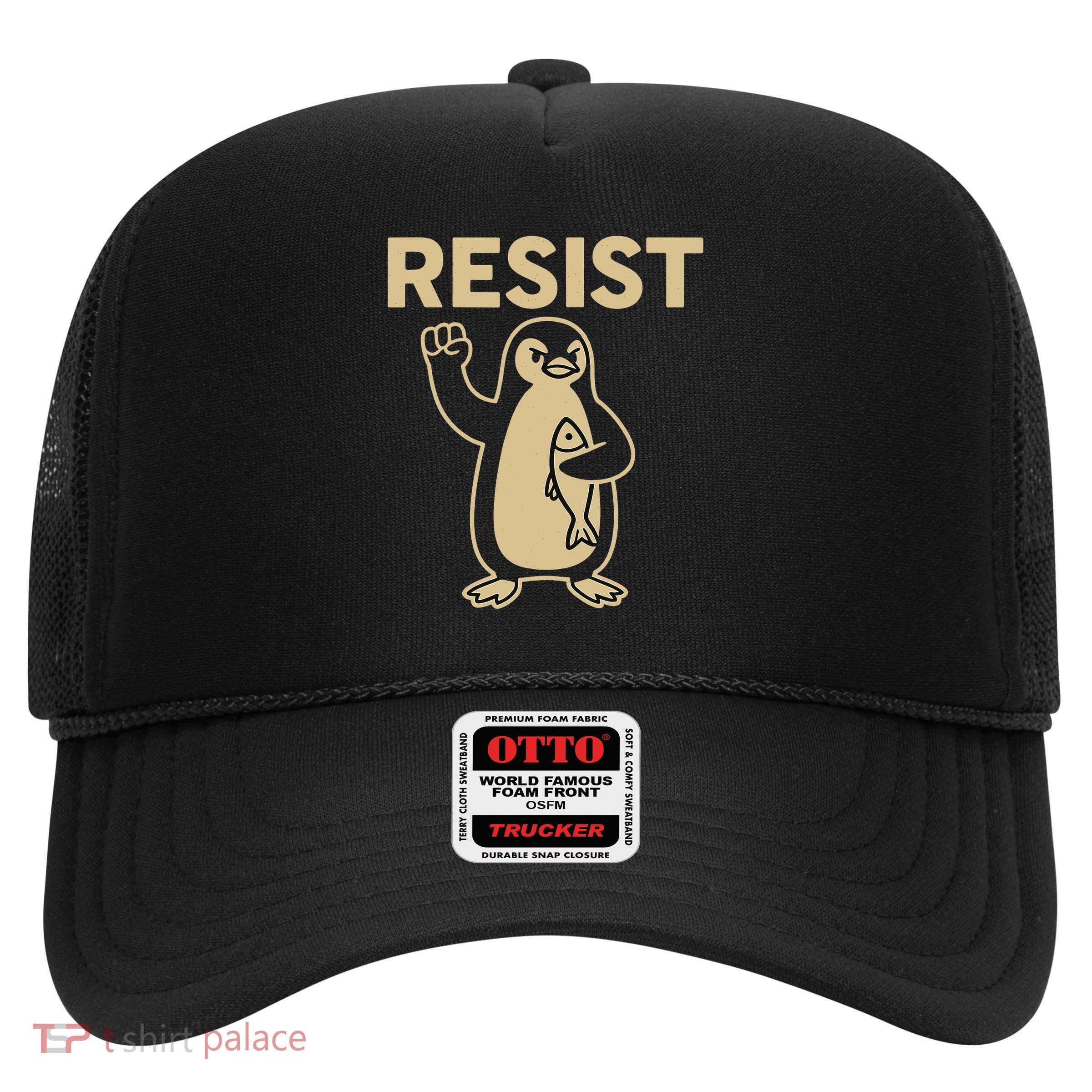 Penguin Resist Penguins Protest Against Tariffs Trucker Hat