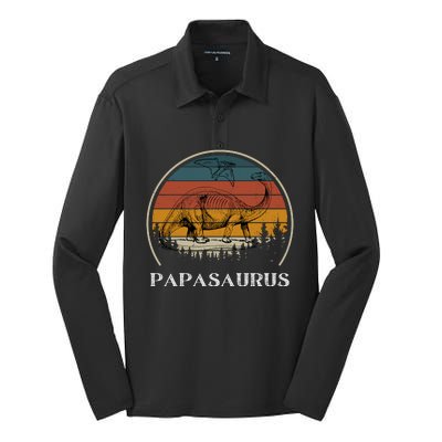 Papasaurus Retro Silk Touch Performance Long Sleeve Polo