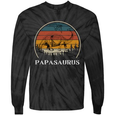 Papasaurus Retro Tie-Dye Long Sleeve Shirt