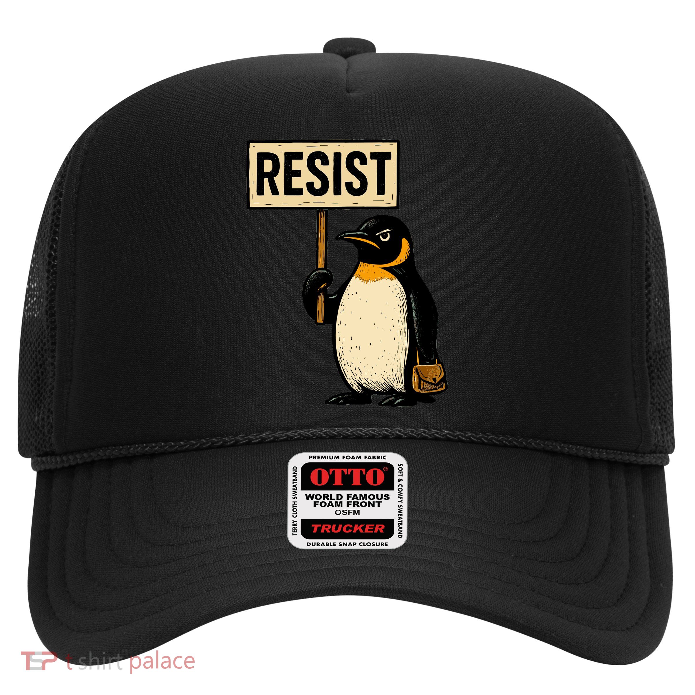 Penguin Resist Penguins Protest Against Tariffs Trucker Hat