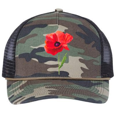 Poppy Red Poppy Flower Watercolour Garden Art Poppy Gift Retro Rope Trucker Hat Cap