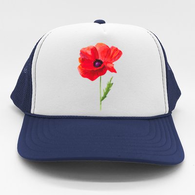 Poppy Red Poppy Flower Watercolour Garden Art Poppy Gift Trucker Hat