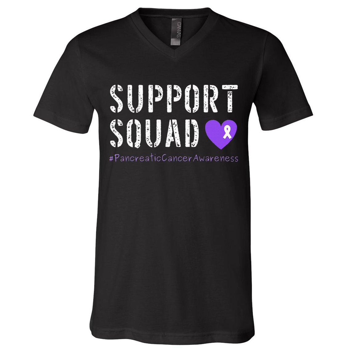 Purple Ribbon Pancreatic Cancer Awareness V-Neck T-Shirt