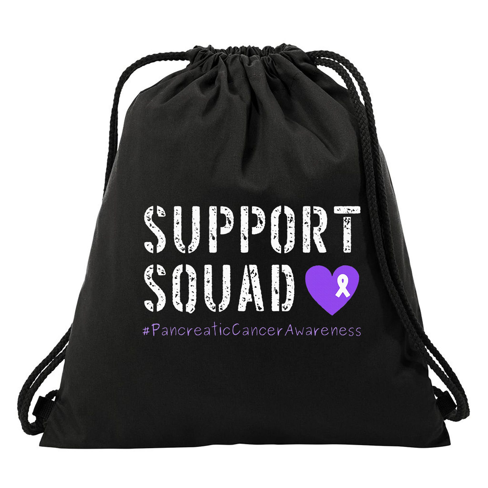 Purple Ribbon Pancreatic Cancer Awareness Drawstring Bag