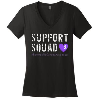 Purple Ribbon Pancreatic Cancer Awareness Women's V-Neck T-Shirt