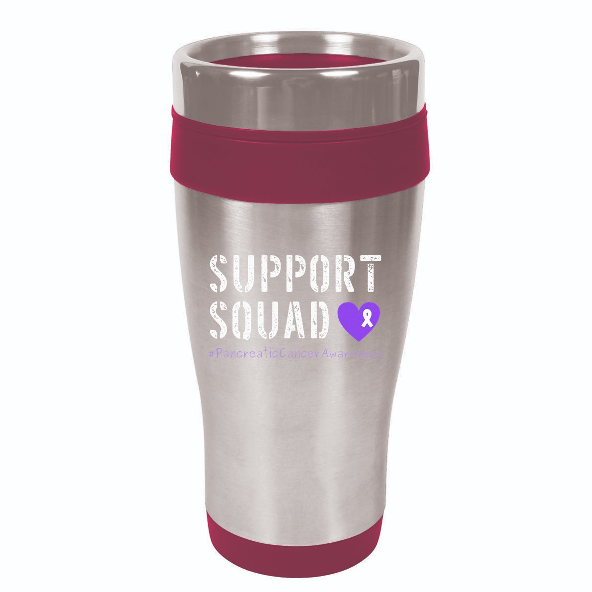 Purple Ribbon Pancreatic Cancer Awareness 16oz Travel Tumbler