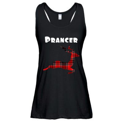 Prancer Red Plaid Reindeer Christmas Holiday Ladies Essential Flowy Tank