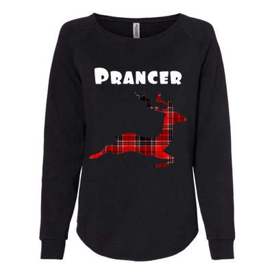 Prancer Red Plaid Reindeer Christmas Holiday Womens California Wash Sweatshirt