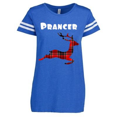 Prancer Red Plaid Reindeer Christmas Holiday Enza Ladies Jersey Football T-Shirt