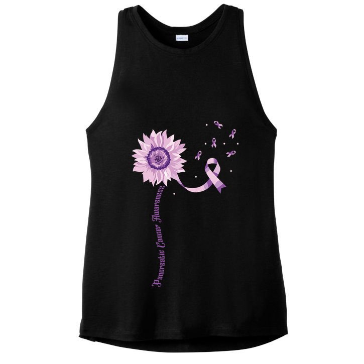 Purple Ribbon Pancreatic Cancer Awareness Ladies PosiCharge Tri-Blend Wicking Tank