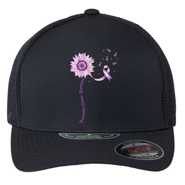 Purple Ribbon Pancreatic Cancer Awareness Flexfit Unipanel Trucker Cap