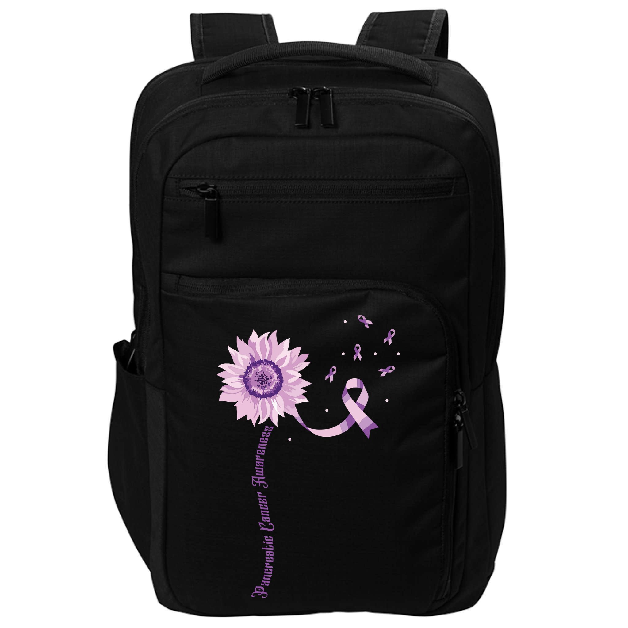 Purple Ribbon Pancreatic Cancer Awareness Impact Tech Backpack