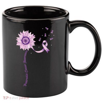 Purple Ribbon Pancreatic Cancer Awareness 11oz C Handle Ceramic Mug