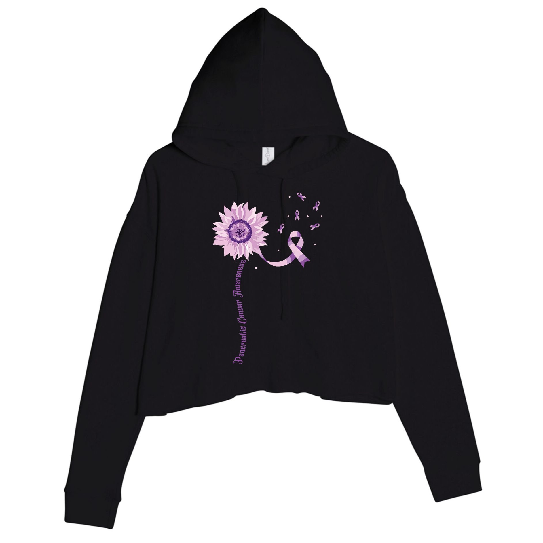 Purple Ribbon Pancreatic Cancer Awareness Crop Fleece Hoodie