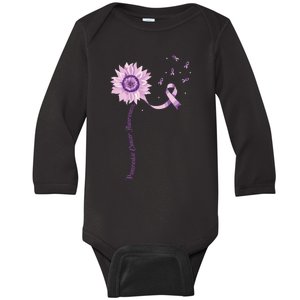 Purple Ribbon Pancreatic Cancer Awareness Baby Long Sleeve Bodysuit