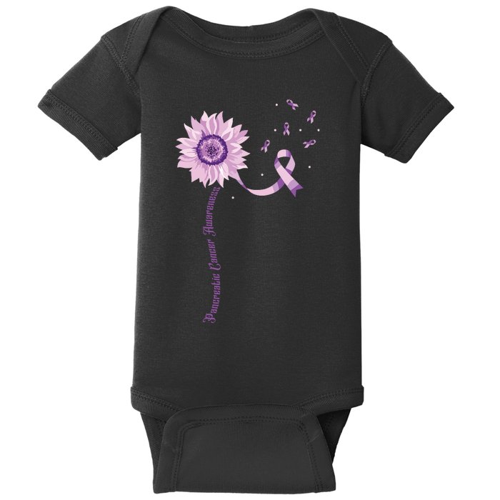 Purple Ribbon Pancreatic Cancer Awareness Baby Bodysuit