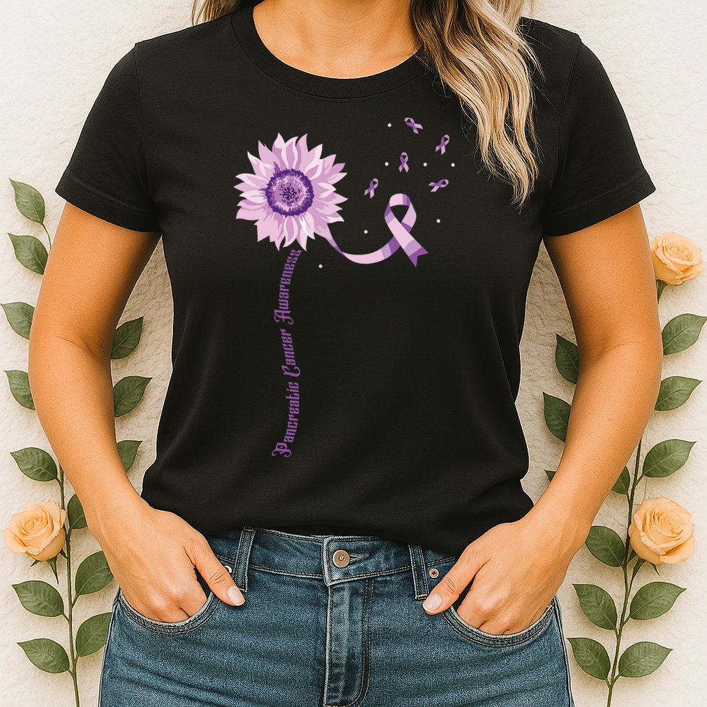 Purple Ribbon Pancreatic Cancer Awareness Womens T-Shirt