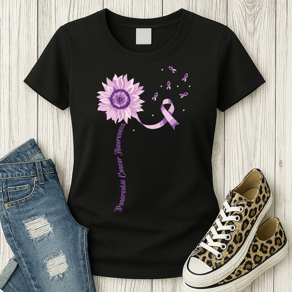 Purple Ribbon Pancreatic Cancer Awareness Womens T-Shirt