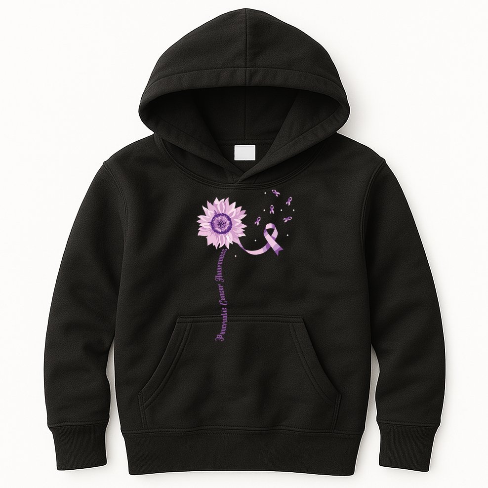 Purple Ribbon Pancreatic Cancer Awareness Kids Hoodie