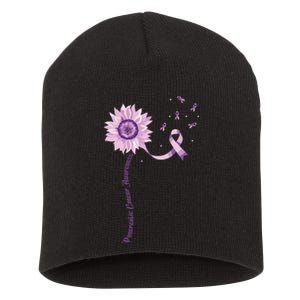 Purple Ribbon Pancreatic Cancer Awareness Short Acrylic Beanie