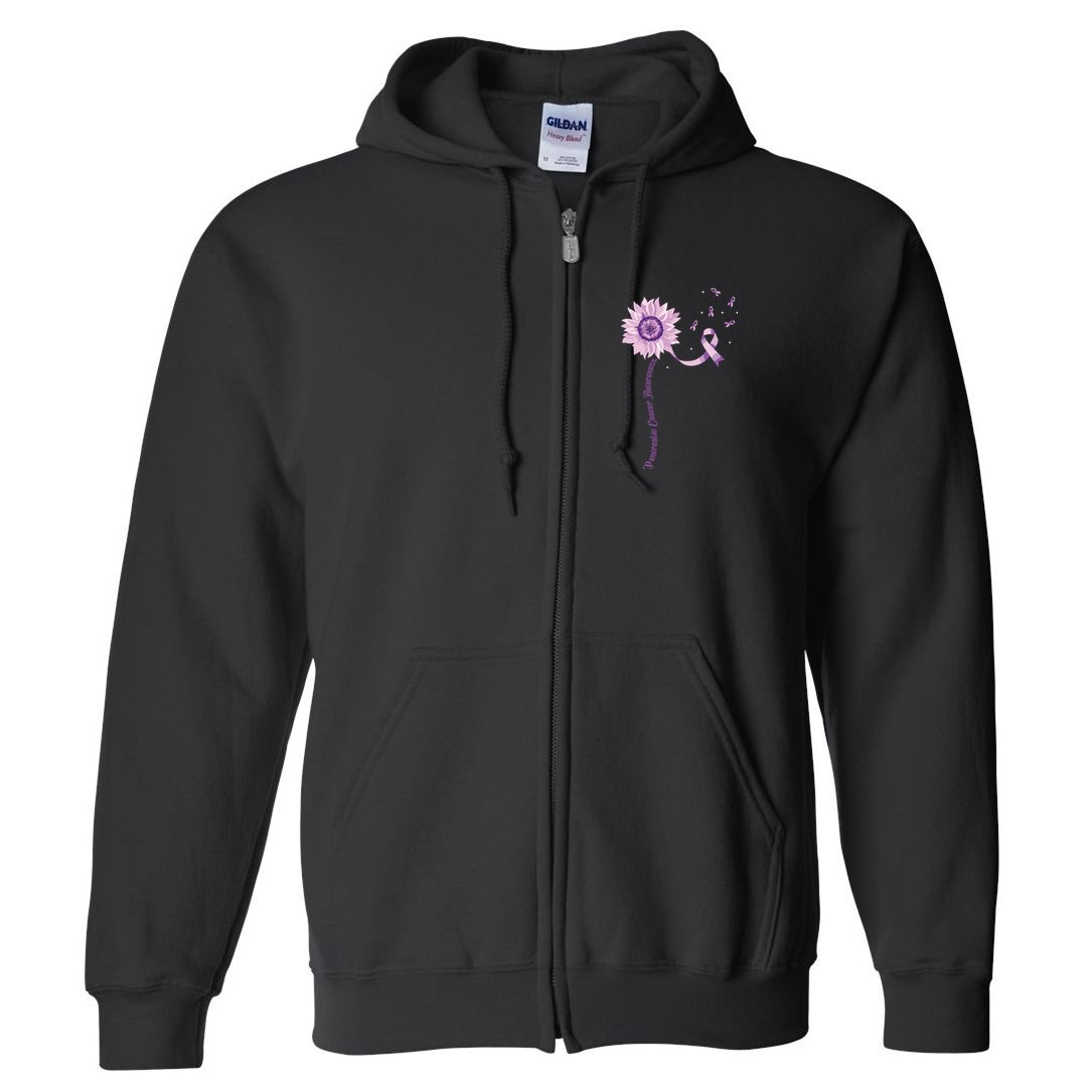 Purple Ribbon Pancreatic Cancer Awareness Full Zip Hoodie