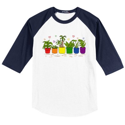 Pride Rainbow Plant Life Lgbtq Ally Design Baseball Sleeve Shirt