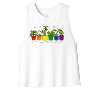 Pride Rainbow Plant Life Lgbtq Ally Design Women's Racerback Cropped Tank