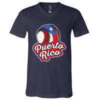 Puerto Rico Pride | Baseball Boricua Flag V-Neck T-Shirt