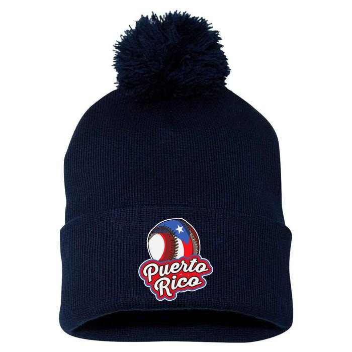 Puerto Rico Pride | Baseball Boricua Flag Pom Pom 12in Knit Beanie