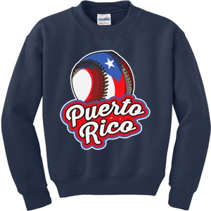 Puerto Rico Pride | Baseball Boricua Flag Kids Sweatshirt