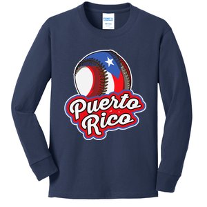 Puerto Rico Pride | Baseball Boricua Flag Kids Long Sleeve Shirt