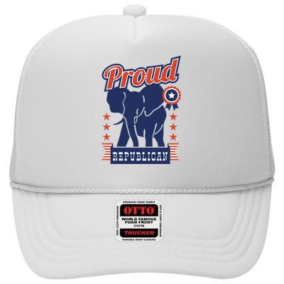 Proud Republican Political High Crown Mesh Back Trucker Hat