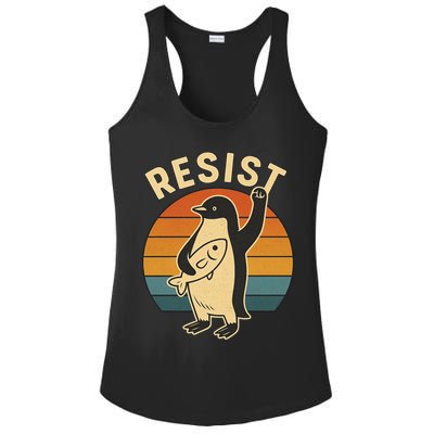 Penguin Resist Protest Against Tariffs Ladies PosiCharge Competitor Racerback Tank