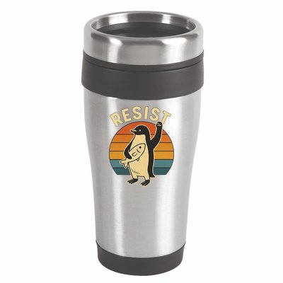 Penguin Resist Protest Against Tariffs 16oz Travel Tumbler