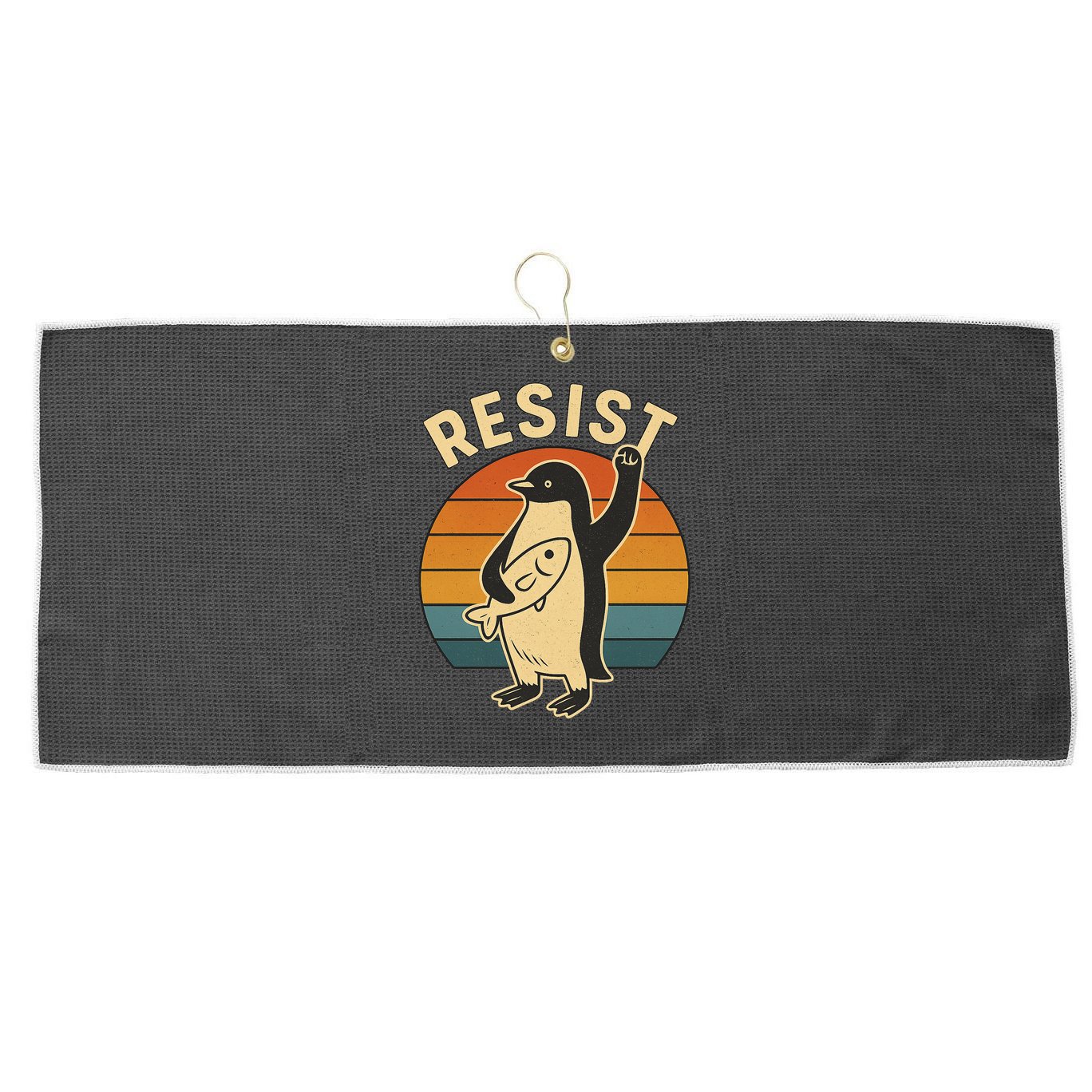 Penguin Resist Protest Against Tariffs Large Microfiber Waffle Golf Towel