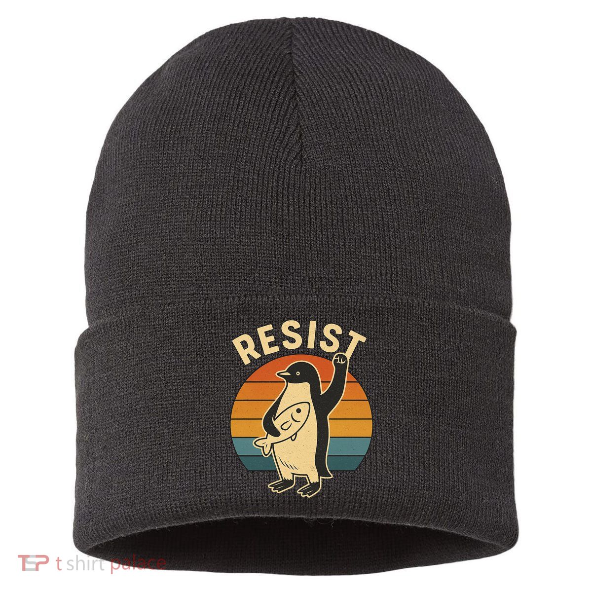 Penguin Resist Protest Against Tariffs Sustainable Knit Beanie