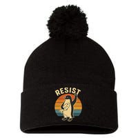 Penguin Resist Protest Against Tariffs Pom Pom 12in Knit Beanie