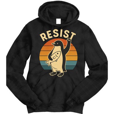 Penguin Resist Protest Against Tariffs Tie Dye Hoodie