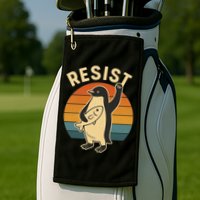 Penguin Resist Protest Against Tariffs Golf Towel