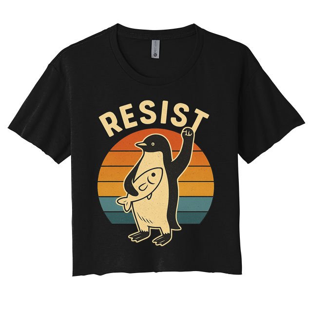 Penguin Resist Protest Against Tariffs Crop Top