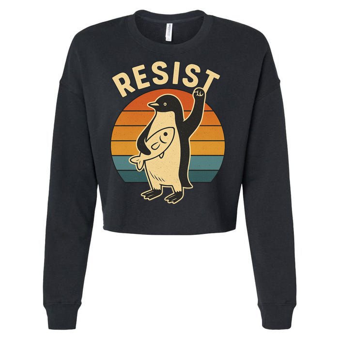 Penguin Resist Protest Against Tariffs Cropped Pullover Crew