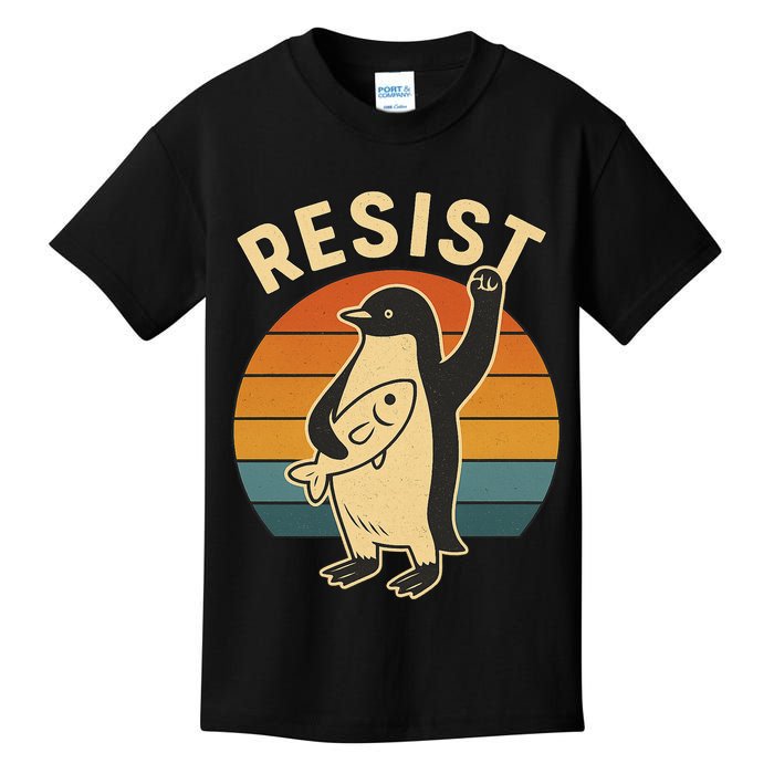 Penguin Resist Protest Against Tariffs Kids T-Shirt