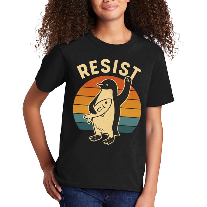 Penguin Resist Protest Against Tariffs Kids T-Shirt