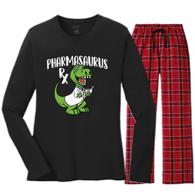 Pharmasaurus Rx Pharmacist Pharmacy Technician Apothecary Women's Long Sleeve Flannel Pajama Set 