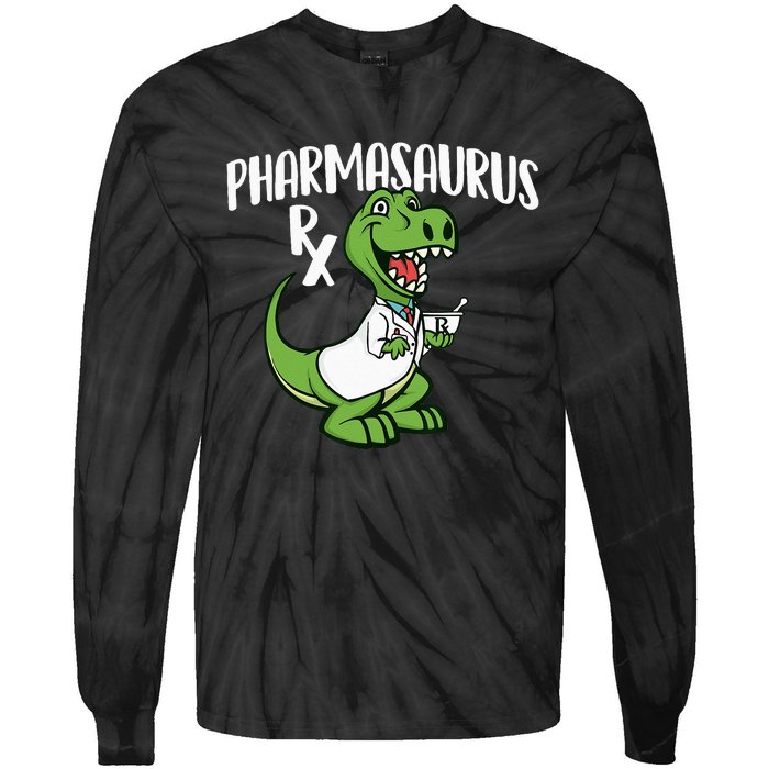 Pharmasaurus Rx Pharmacist Pharmacy Technician Apothecary Tie-Dye Long Sleeve Shirt