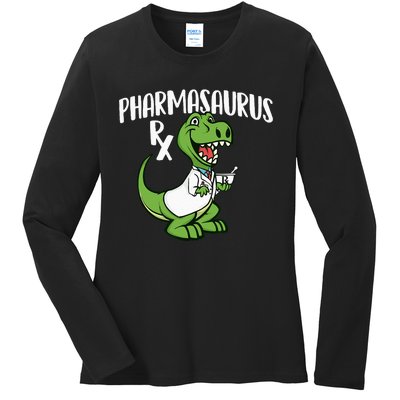 Pharmasaurus Rx Pharmacist Pharmacy Technician Apothecary Ladies Long Sleeve Shirt