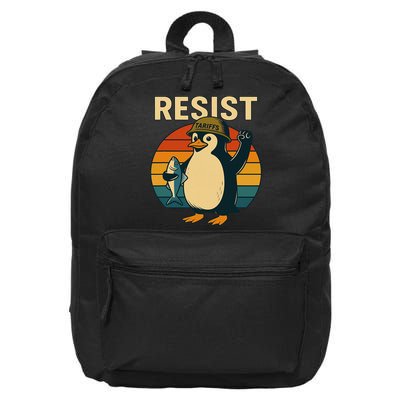 Penguin Resist Penguin Protests Against Tariffs Funny 16 in Basic Backpack