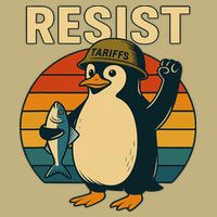 Penguin Resist Penguin Protests Against Tariffs Funny T-Shirt